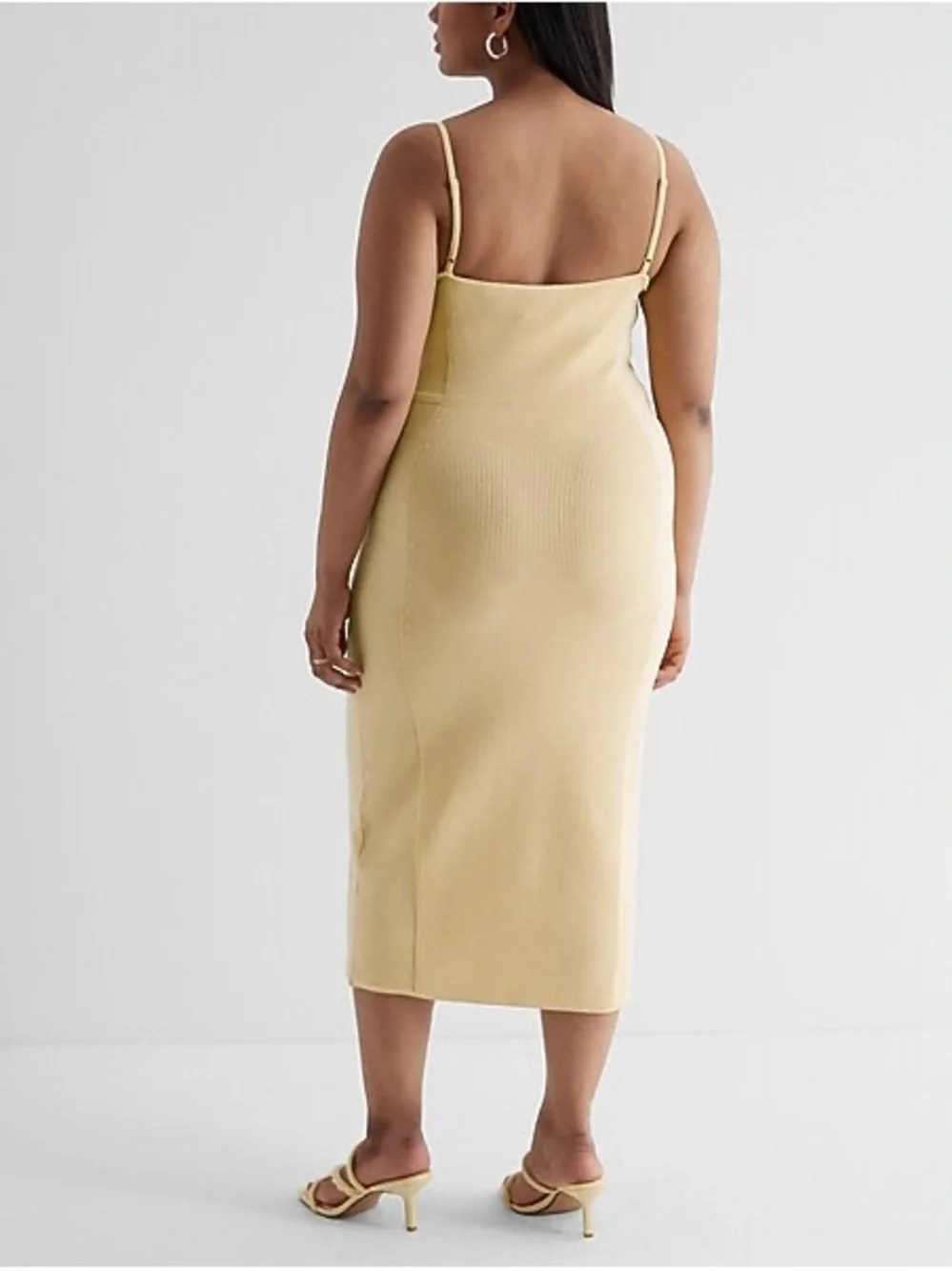 Express Ribbed High Square Neck Midi Sweater Dress - Picture 6 of 16